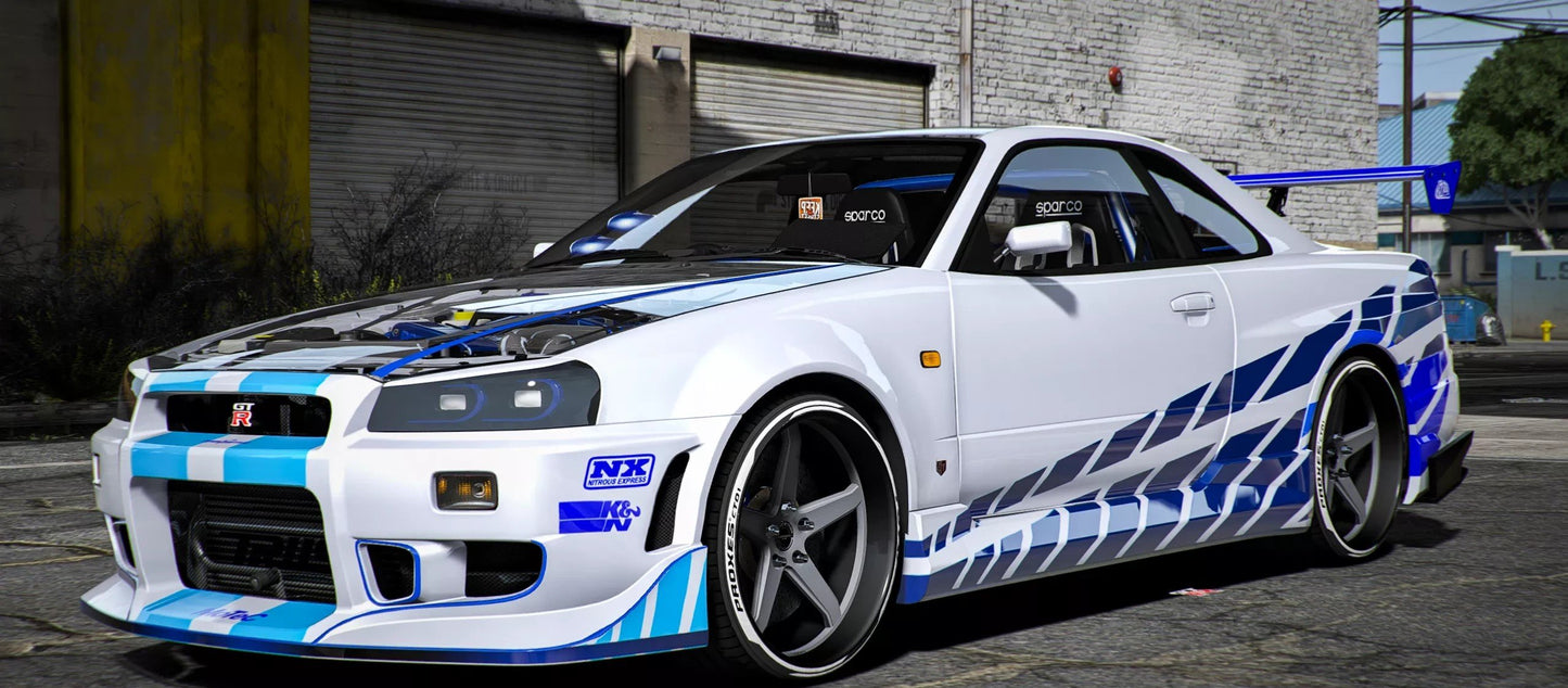 Custom Tuned Animated Paul Walker Edition Nissan Skyline R34 (Ultra Rare 1 of 1 Limited Edition)